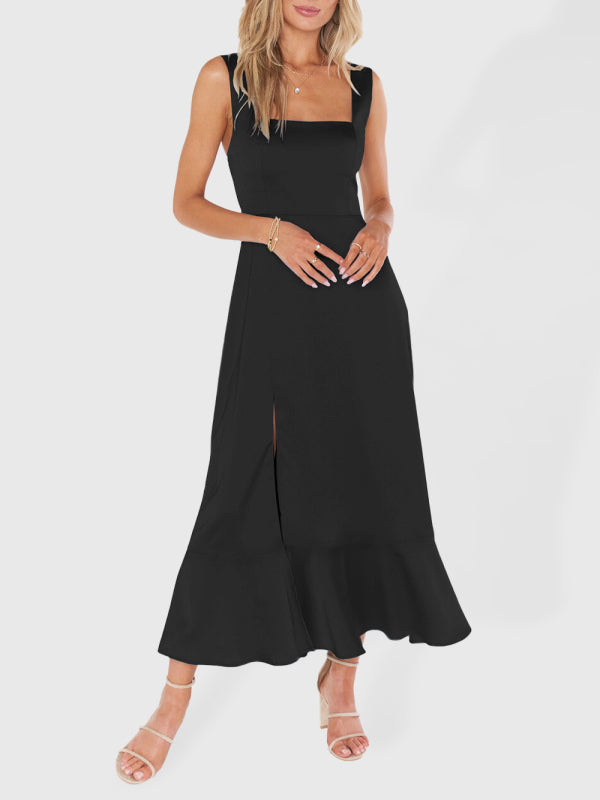 Drune | Damen Elegantes und Modisches Pendel Schlitz Französisches High-end Gefühl Kleid