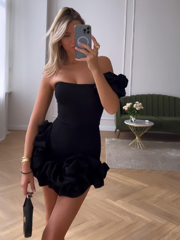 Drune |  Ein-Schulter-Minikleid