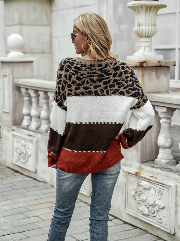 Drune | Damenpullover mit Leopardenmuster und Farbflächen