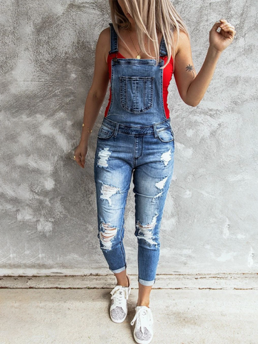 Drune | Vintage ripped stretch denim overalls
