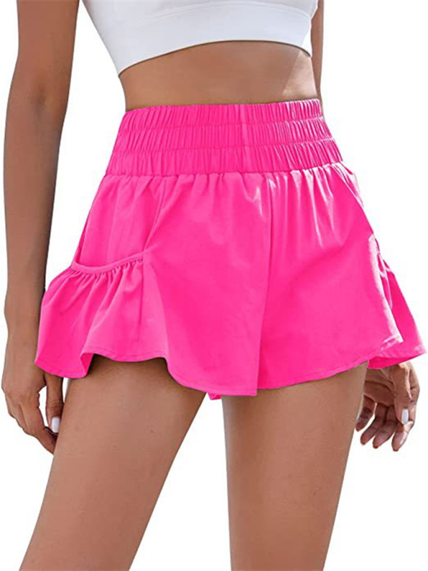 Drune | Damen Fitness Lauf Quick-Dry Hohe Taille Shorts mit Taschen