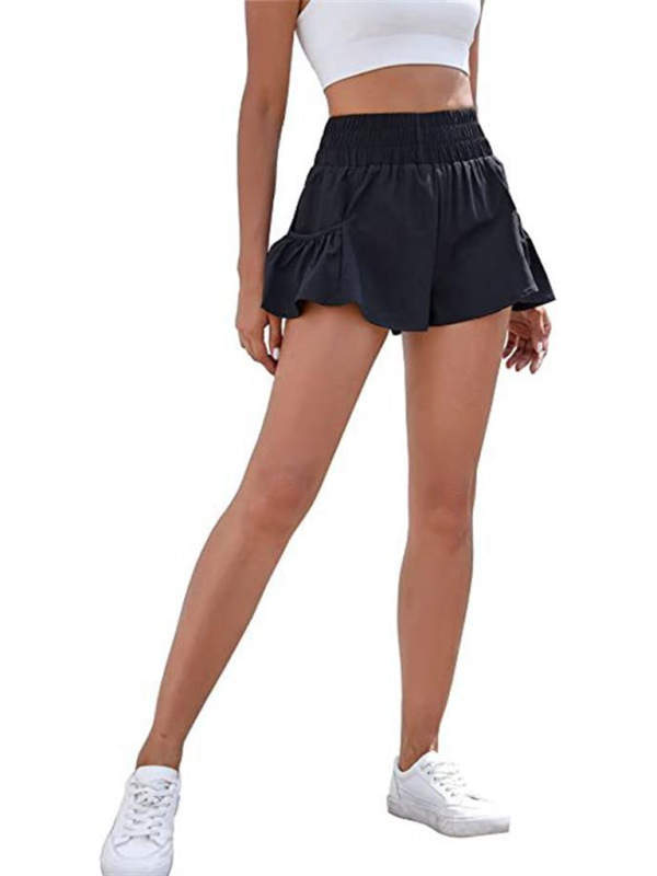 Drune | Damen Fitness Lauf Quick-Dry Hohe Taille Shorts mit Taschen