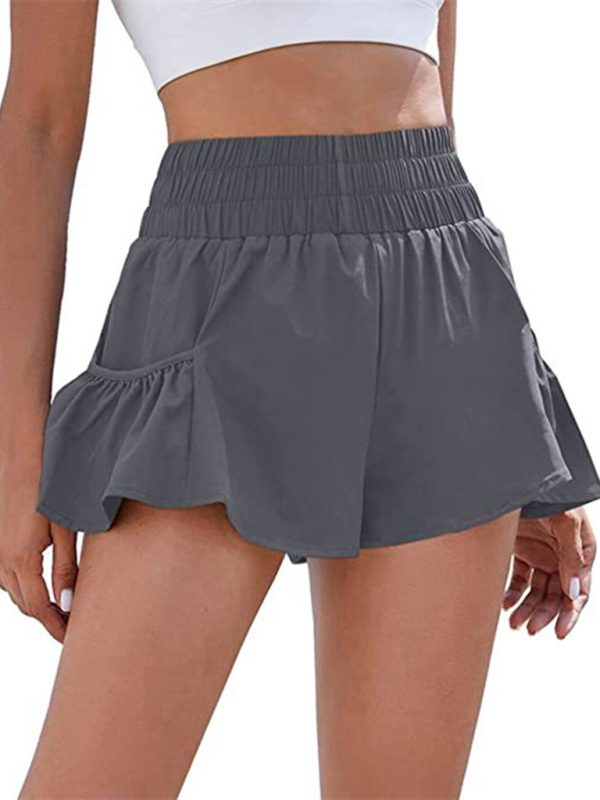 Drune | Damen Fitness Lauf Quick-Dry Hohe Taille Shorts mit Taschen