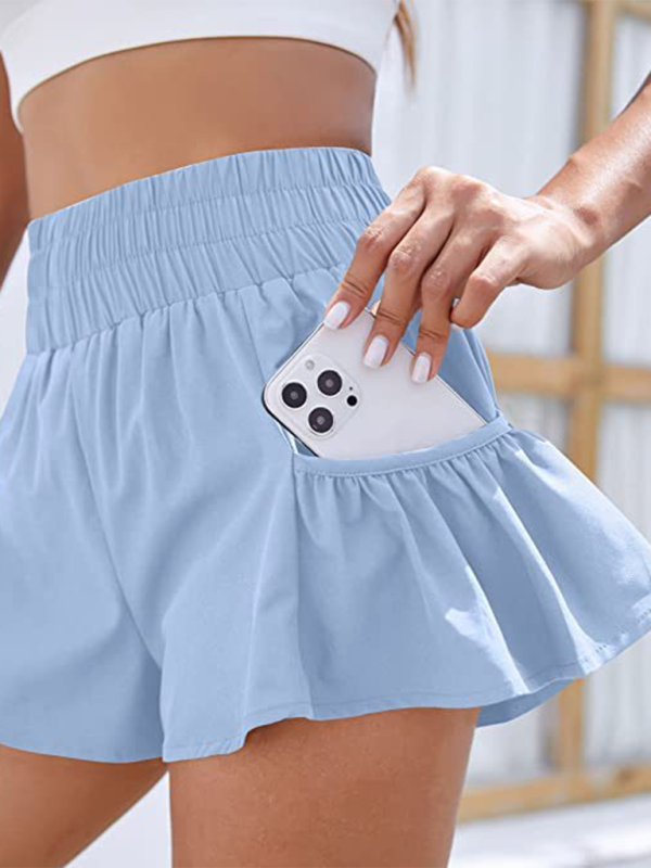 Drune | Damen Fitness Lauf Quick-Dry Hohe Taille Shorts mit Taschen