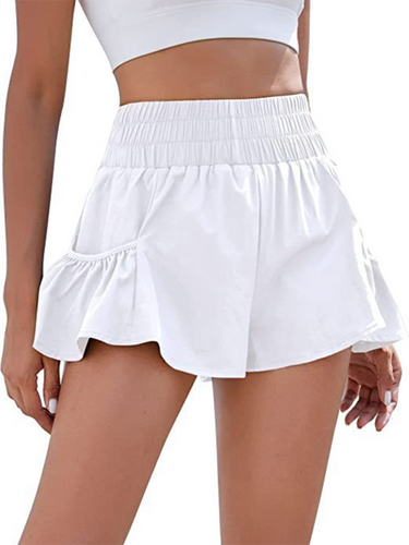 Drune | Damen Fitness Lauf Quick-Dry Hohe Taille Shorts mit Taschen