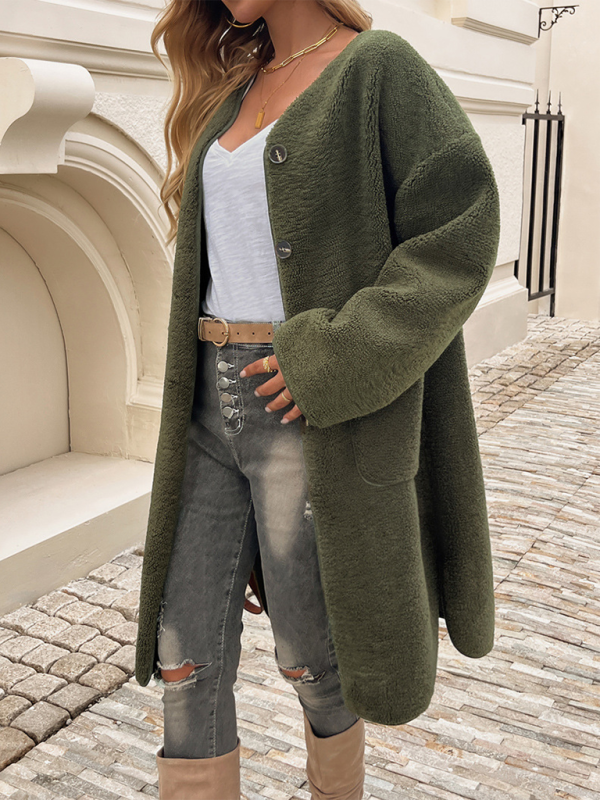 Drune | Teddyjacke - Damenoberbekleidung mit Knöpfen und Taschen