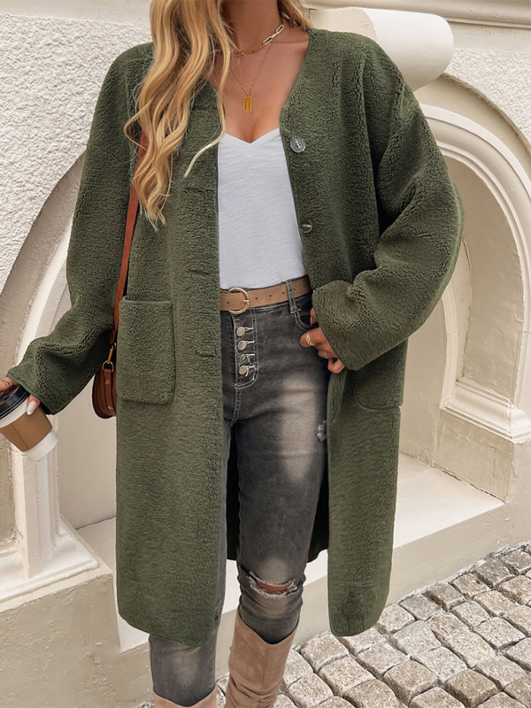 Drune | Teddyjacke - Damenoberbekleidung mit Knöpfen und Taschen