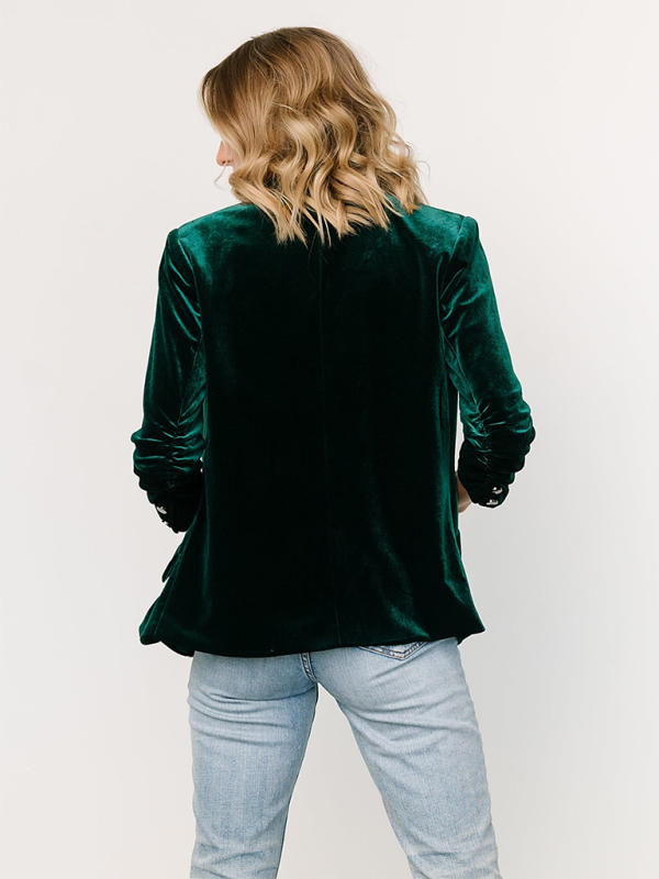 Drune | Samt Damenblazer mit Kapuze und Taschen