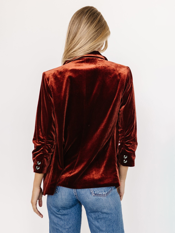 Drune | Samt Damenblazer mit Kapuze und Taschen