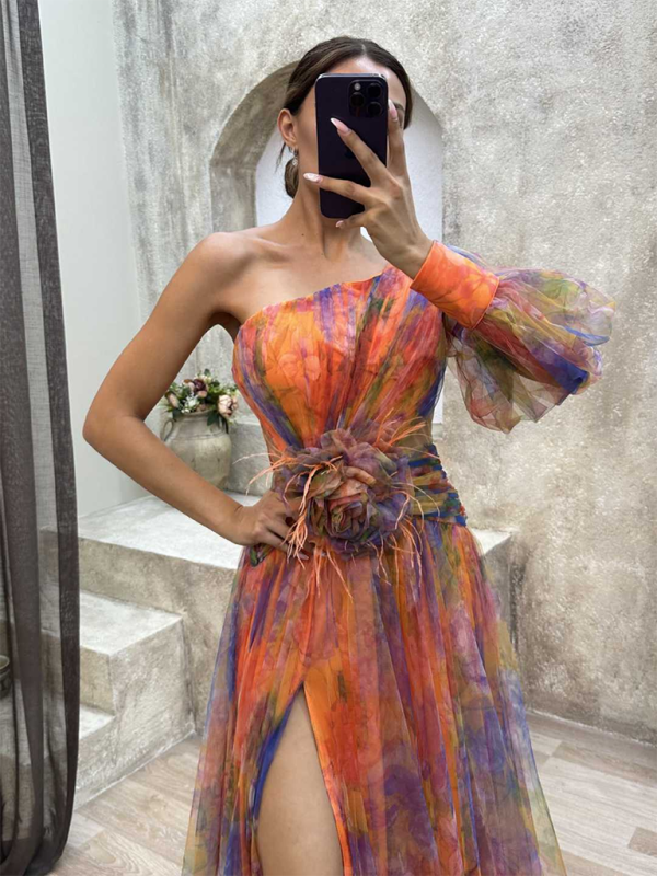 Drune | Neue Party-Mesh-Schulter-Schlitzenkleid INS Lässige Modekleider