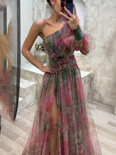 Drune | Neue Party-Mesh-Schulter-Schlitzenkleid INS Lässige Modekleider