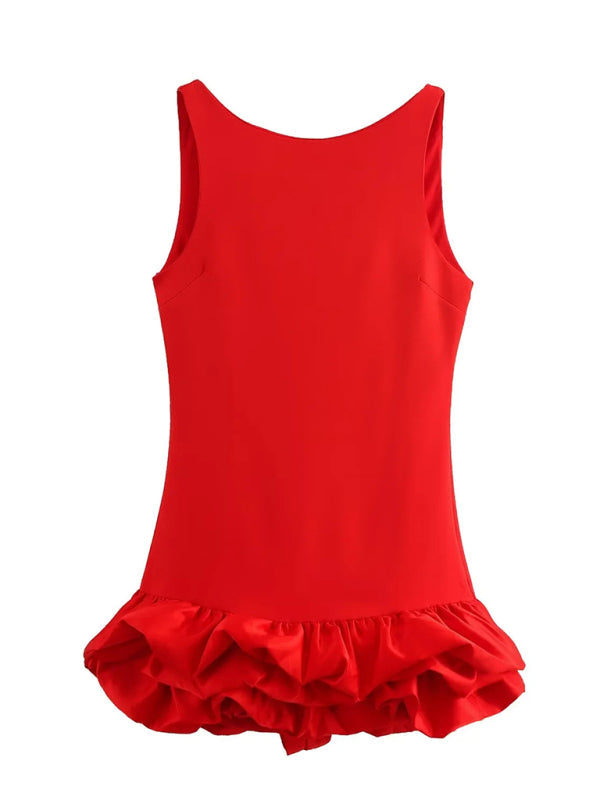 Drune | Modische ärmellose kurze Rüschendress