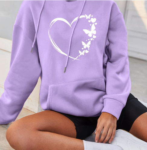 Drune | Vibrant Hoodie mit Herzdruck Baumwolle Komfortabel