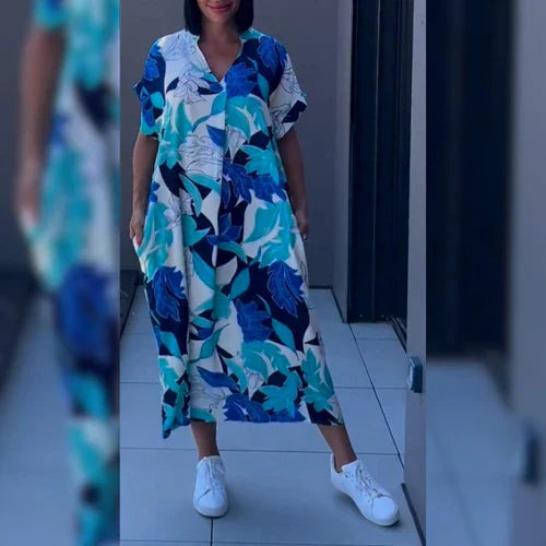 Drune | Lebendiges Bedrucktes Kaftan Kleid mit Lässiger Passform für Frauen