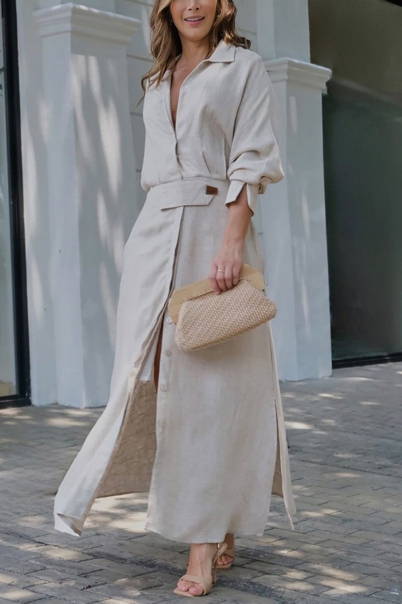 Drune | Klassisches Leinen-Maxi-Kleid