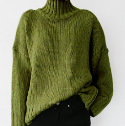 Drune | Stylischer grasgrüner oversized Cashmere-Rollkragenpullover ideal für den Winter