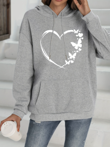 Drune | Vibrant Hoodie mit Herzdruck Baumwolle Komfortabel