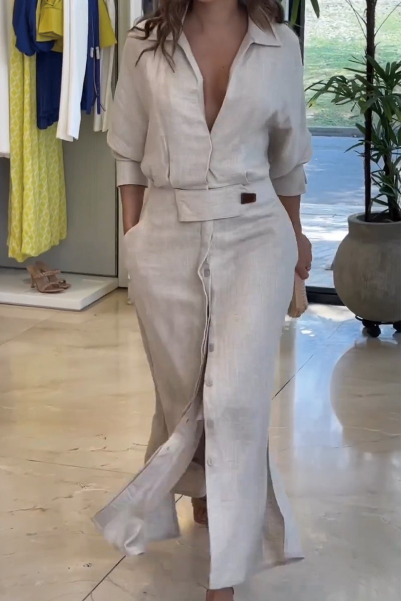Drune | Klassisches Leinen-Maxi-Kleid