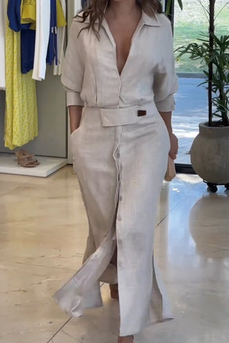 Drune | Klassisches Leinen-Maxi-Kleid