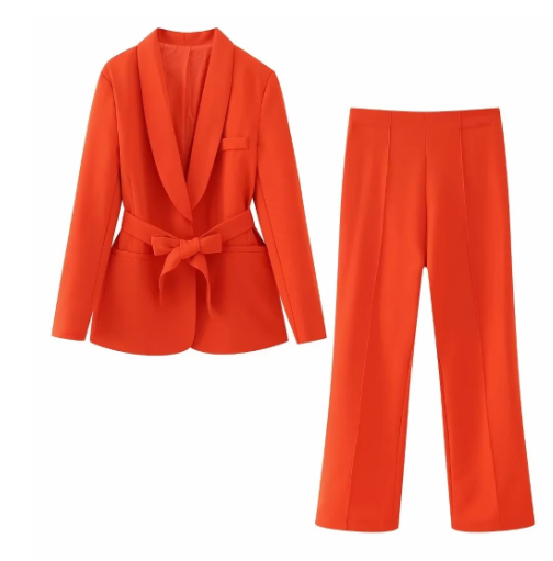 Drune 2-teiliger Damenanzug | Eleganter Blazer mit Gürtel und passender Hose