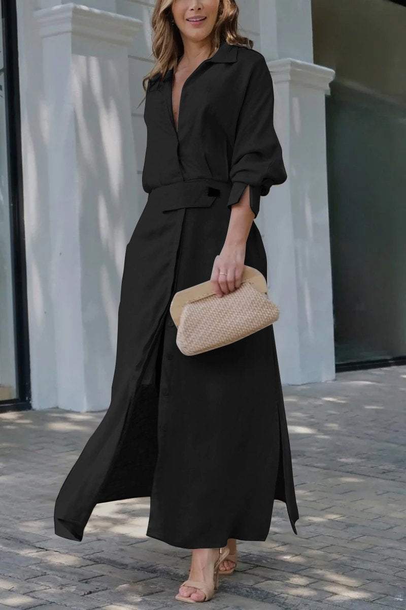 Drune | Klassisches Leinen-Maxi-Kleid