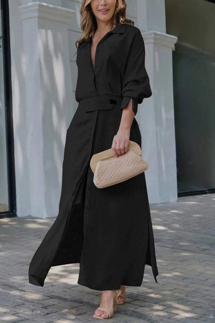 Drune | Klassisches Leinen-Maxi-Kleid