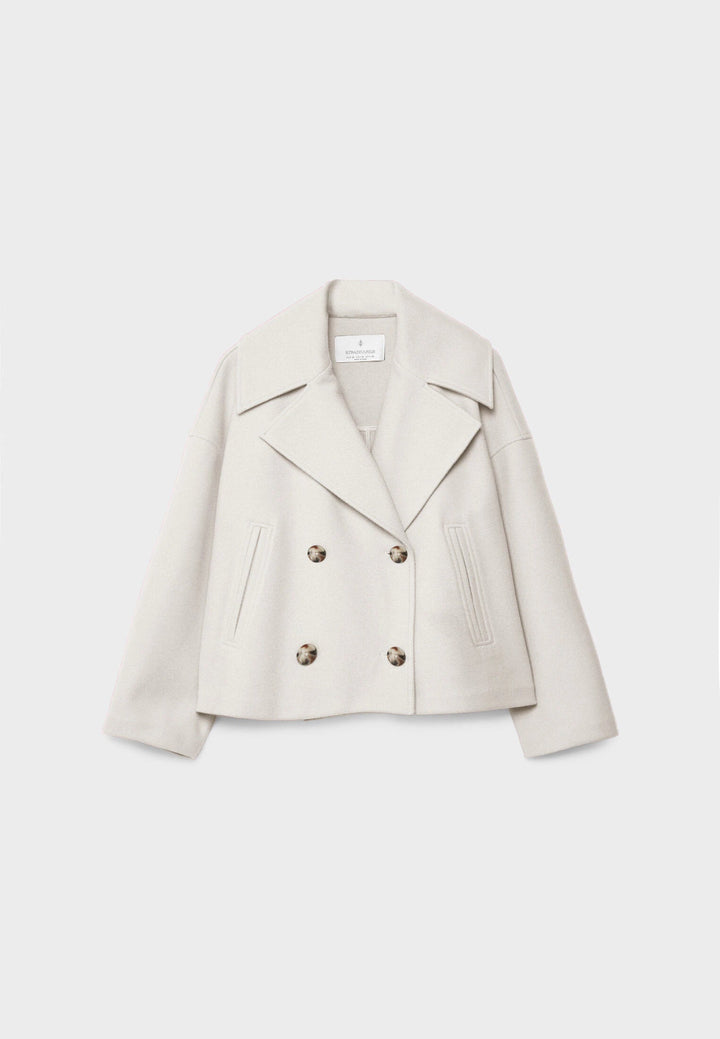 Drune | Kurze Wolljacke mit Doppelter Knopfreihe Wollmischung Stilvoll und Zeitlos