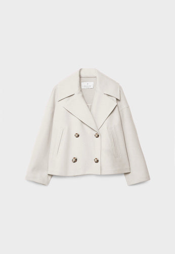 Drune | Kurze Wolljacke mit Doppelter Knopfreihe Wollmischung Stilvoll und Zeitlos