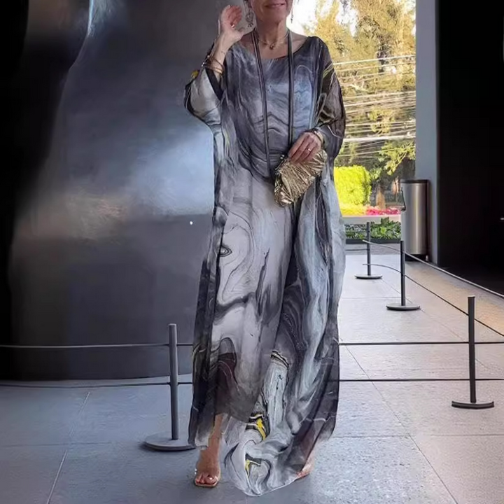 Drune | Chiffon-Kleid mit Marmorprint