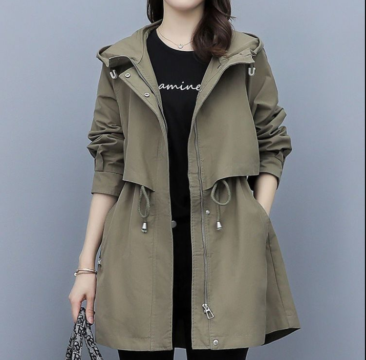 Drune | Langer Wasserdichter Trenchcoat für Damen Mit Kapuze