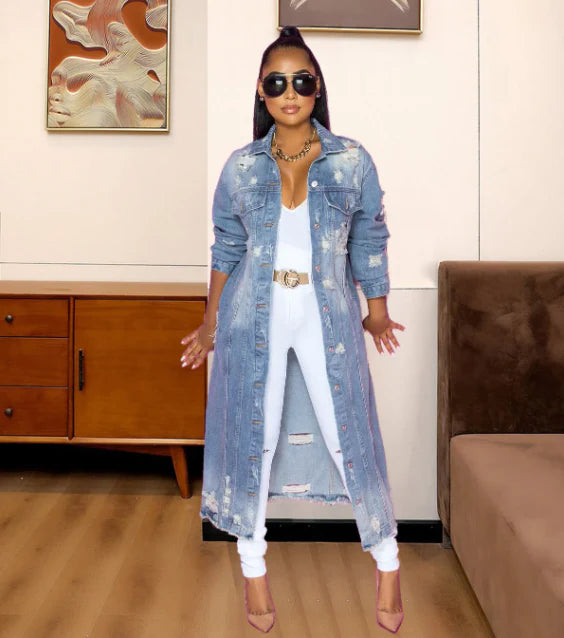 Drune | Lange Jeansjacke für Damen