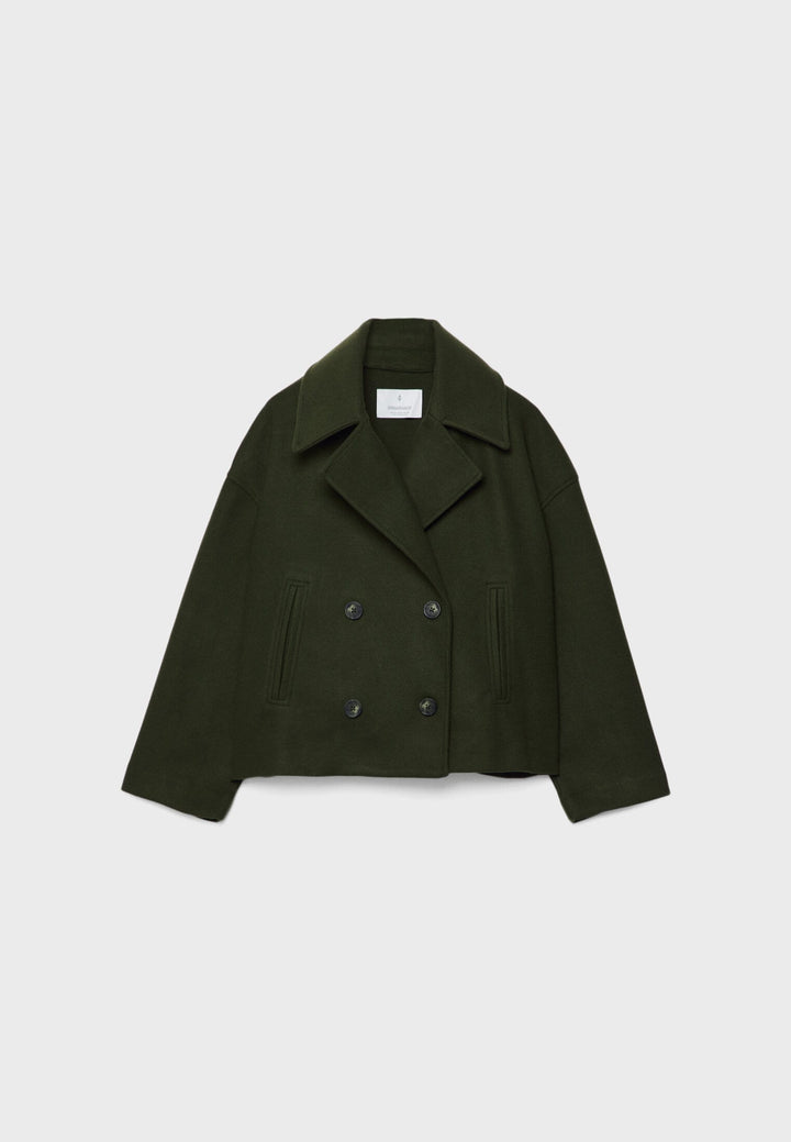 Drune | Kurze Wolljacke mit Doppelter Knopfreihe Wollmischung Stilvoll und Zeitlos