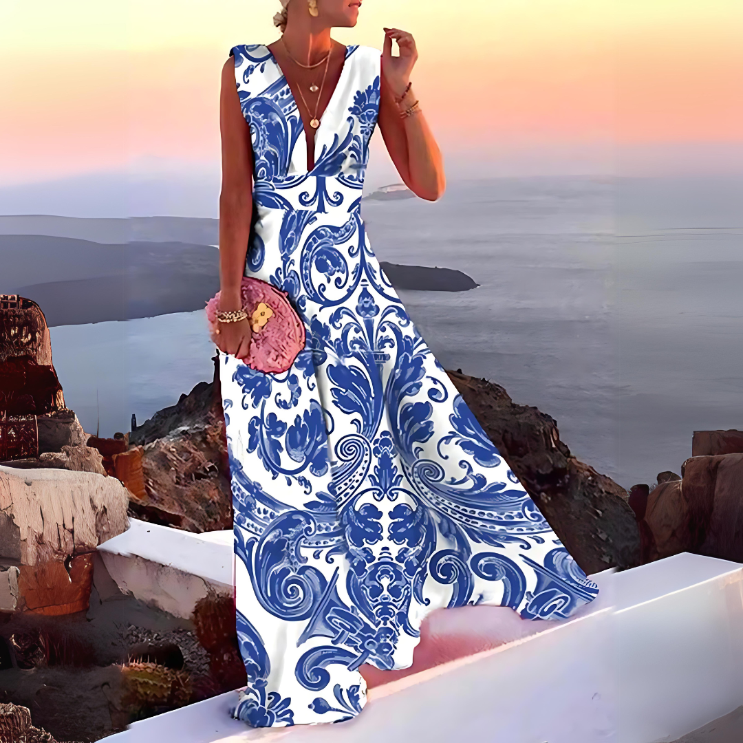 Stilvolles Ärmelloses Kleid mit Print für den Alltag | Drune