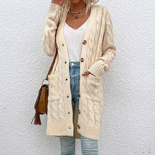 Drune | Gestrickte Lange Damenjacke Mit Knöpfen