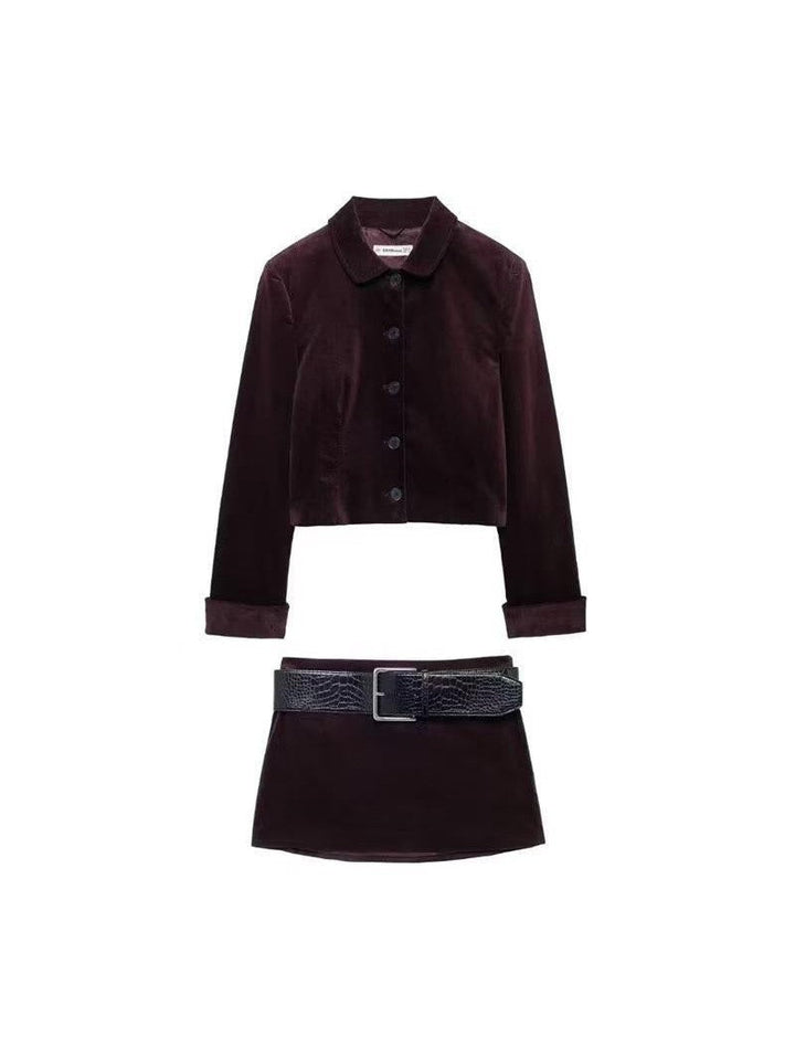 Drune | Jacke & kurzes Rock mit Gürtel Koordinationsset
