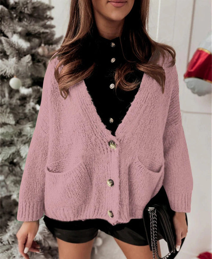 Drune | Strickjacke Übergröße Passform Gestrickt V-Ausschnitt Knöpfe Lässiger Stil