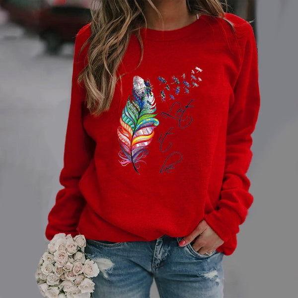 Drune | Sweatshirt - Lockere Passform - Baumwollmischung - Federdruck - Rundhalsausschnitt Langarm