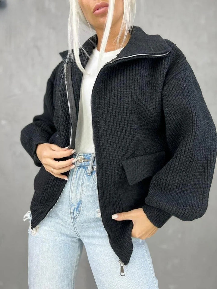 Drune | Strickmaterial Lässig Passform Reißverschluss Klapptaschen