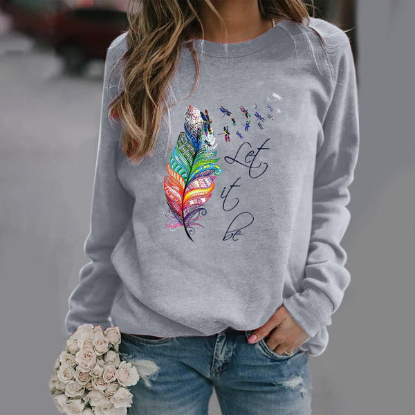 Drune | Sweatshirt - Lockere Passform - Baumwollmischung - Federdruck - Rundhalsausschnitt Langarm