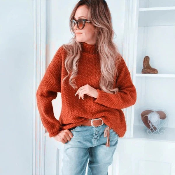 Drune | Relaxed Fit Hoher Kragen Texturiertes Strickmaterial Lange Ärmel