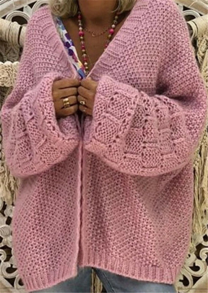 Drune | Strickjacke Grobstrick Bequemer Schnitt Offene Vorderseite Weite Ärmel