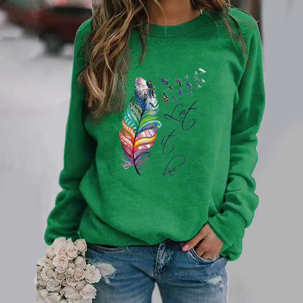 Drune | Sweatshirt - Lockere Passform - Baumwollmischung - Federdruck - Rundhalsausschnitt Langarm