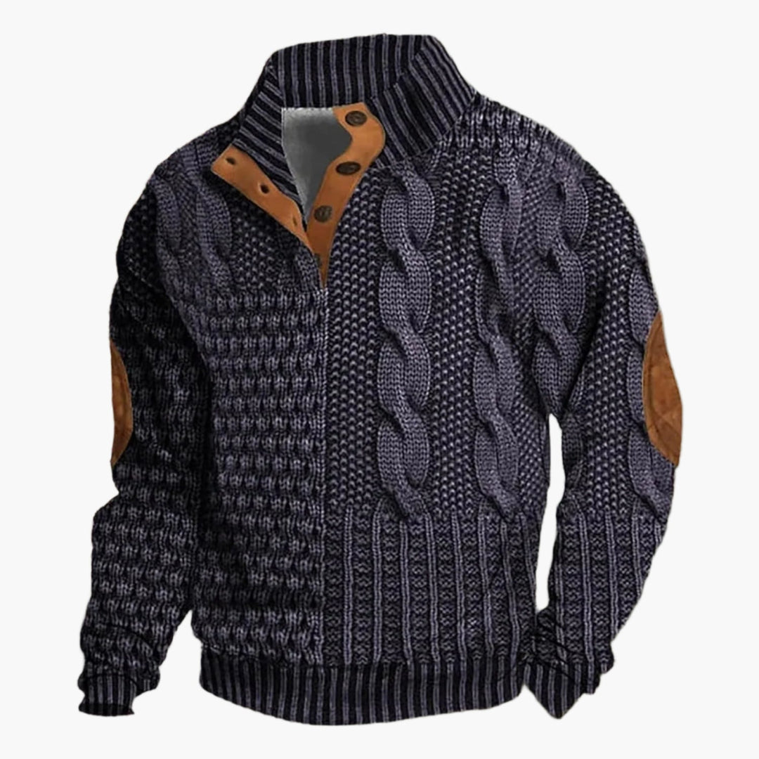 Drune | Strickmuster Bomberjacke im Vintage-Look - Modische Freizeitjacke mit Knopfleiste