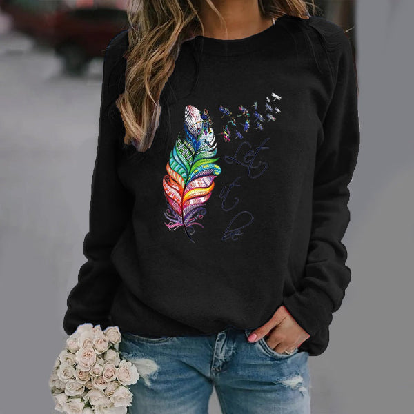 Drune | Sweatshirt - Lockere Passform - Baumwollmischung - Federdruck - Rundhalsausschnitt Langarm