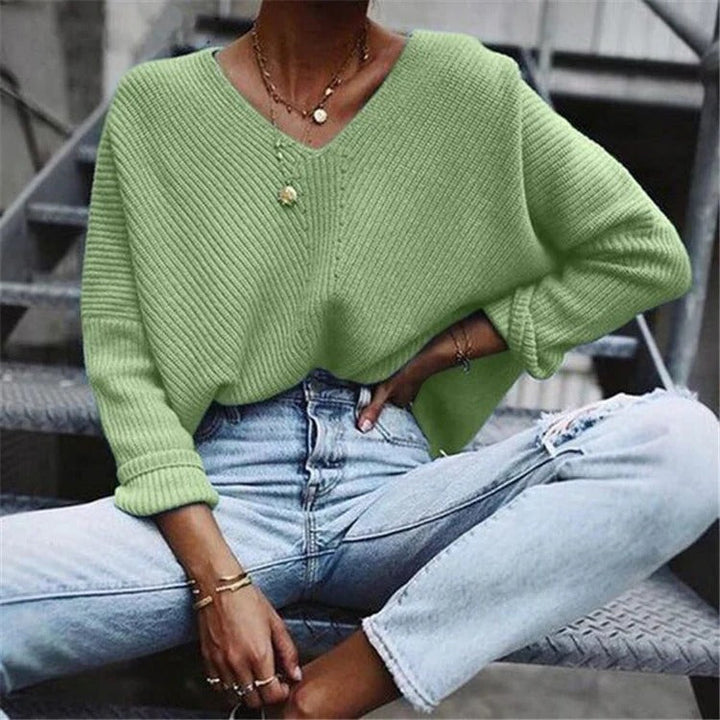 Drune | Strickpullover Übergröße Passform V-Ausschnitt Rippstruktur
