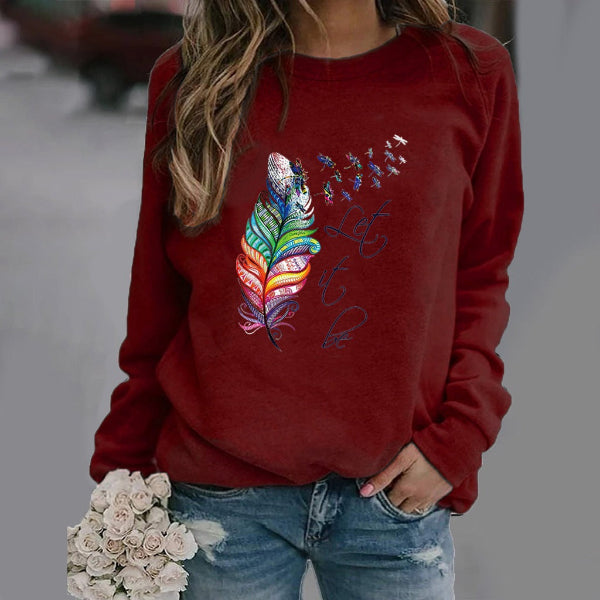 Drune | Sweatshirt - Lockere Passform - Baumwollmischung - Federdruck - Rundhalsausschnitt Langarm
