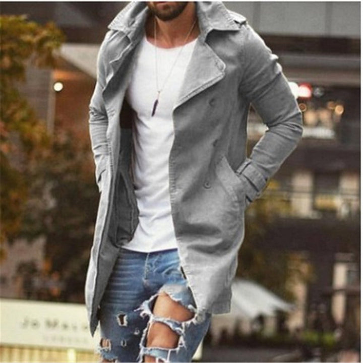 Drune | Mantel Mittellang Slim Fit Baumwollmischung Doppelt Knopf Mit Revers