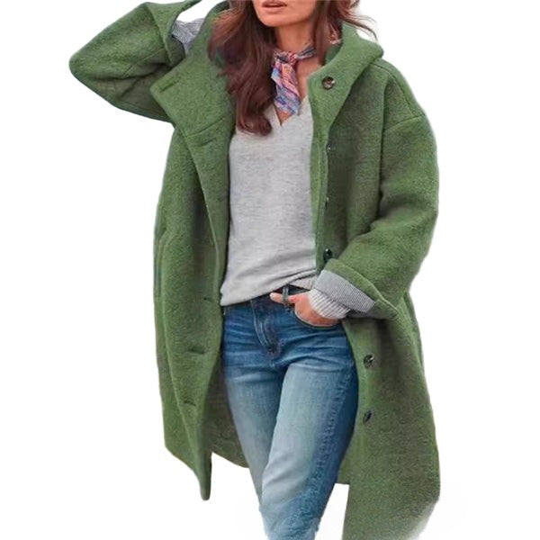 Drune | Damen Ganzkörpermantel – Oversized Passform – Wollgefühl – Mit Kapuze und Taschen