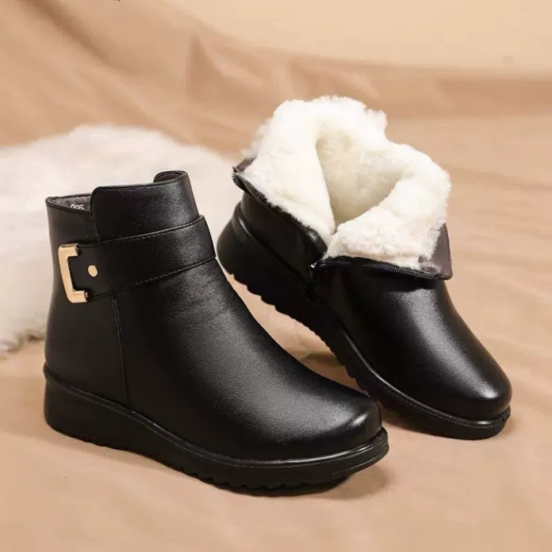 Drune | Stiefeletten Leder Warm Gefüttert Strukturierte Passform Schnalle Rutschfeste Sohle