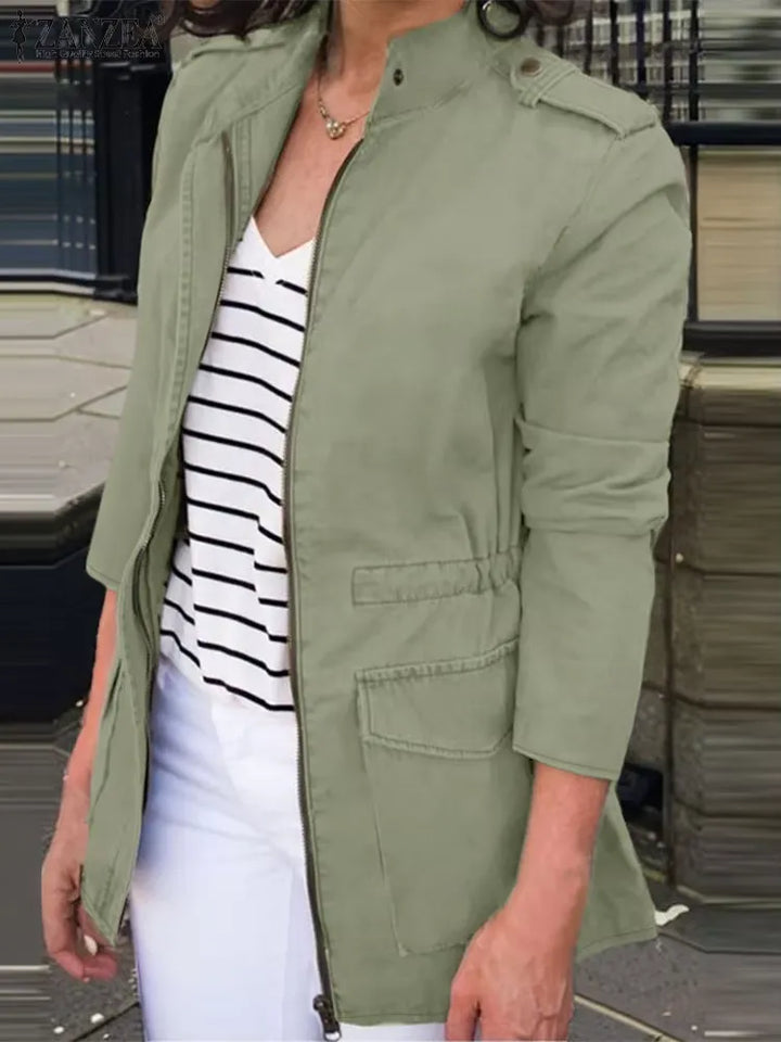 Drune | Cargo-Jacke - Relaxed Fit - Baumwolle - Reißverschluss - Stehkragen - Klappentaschen